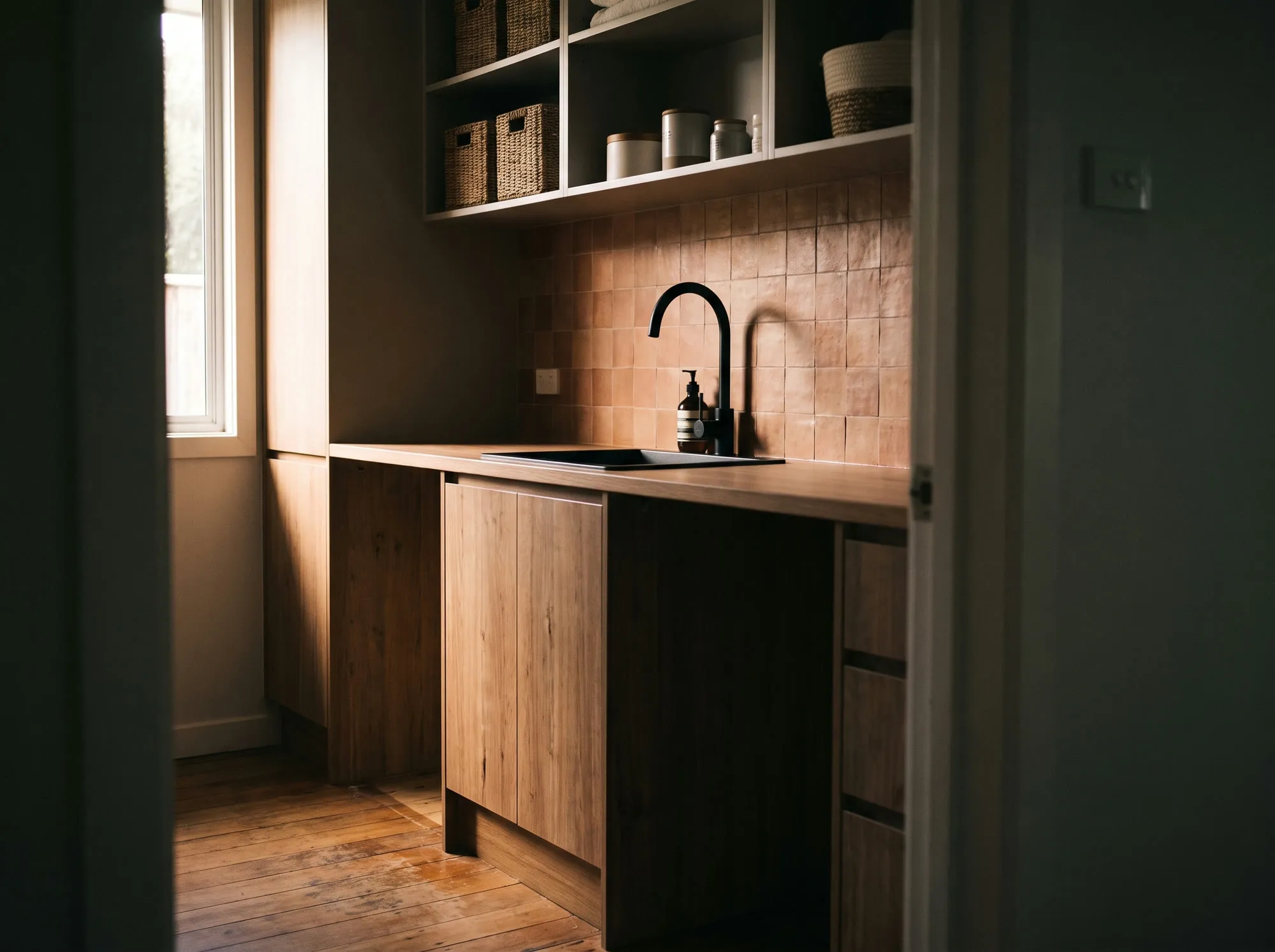 Laundry refit: tiling, benchtop and tapware
